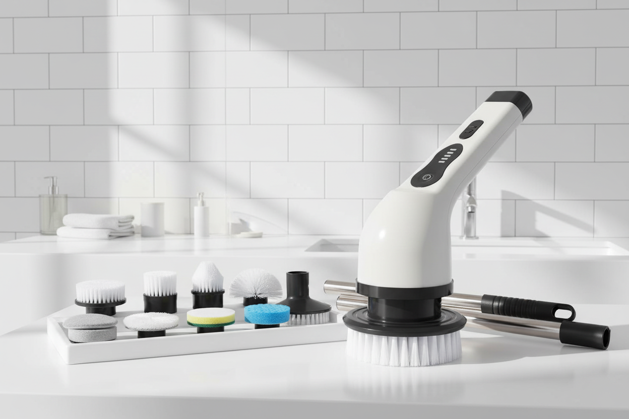 Electric Cleaning Brush in Modern Bathroom